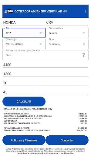 Cotizador Aduanero HN Screenshot 0