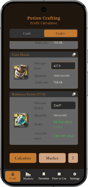 Albion Craft Calculator Screenshot 1