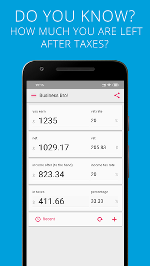 Business Bro! Tax calculator, currency & fuel cost Screenshot 2