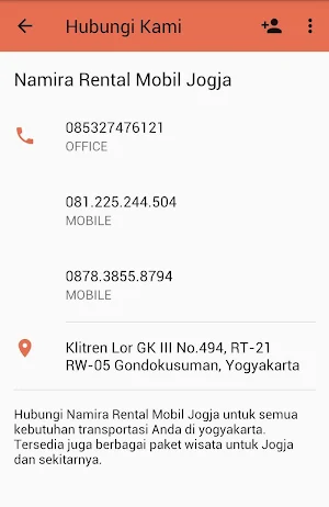 Namira Rental Mobil Jogja Screenshot 2