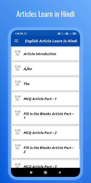 English Article Learn in Hindi Screenshot 1