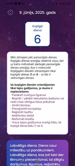 Sphera 6: Enerģiju Kalendārs Screenshot 2