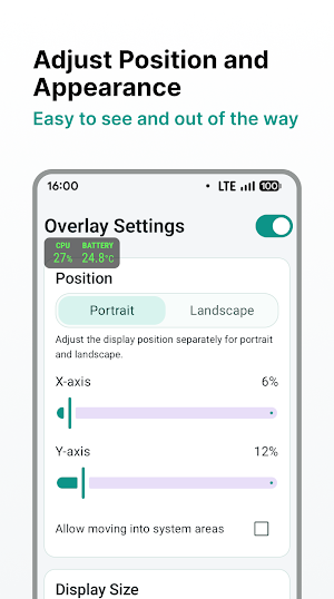 Overlay Monitor CPU/Battery Screenshot 3