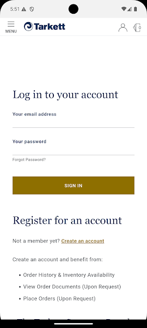 Tarkett Customer Portal Screenshot 1