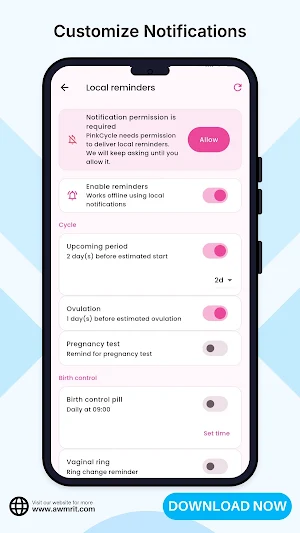 PinkCycle - Period Tracker Screenshot 3