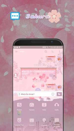 Sakura and wind chimes skin for Next SMS Screenshot 0