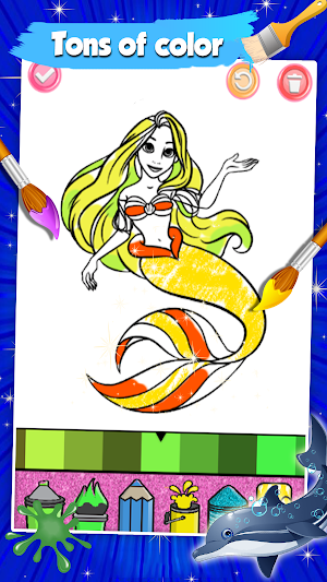 Mermaid Coloring Pages Glitter Screenshot 2