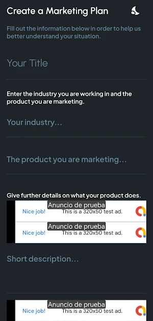MarketingPlan Screenshot 2