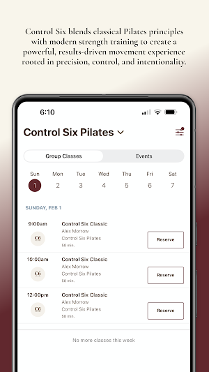 Control Six Pilates Screenshot 2