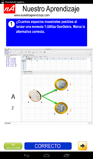 Describen espacio muestral lanzar monedas GeoGebra Screenshot 3