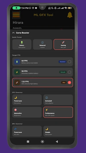 ML GFX Tool - Booster & 120FPS Screenshot 0