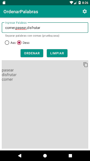 Ordenar palabras Screenshot 3