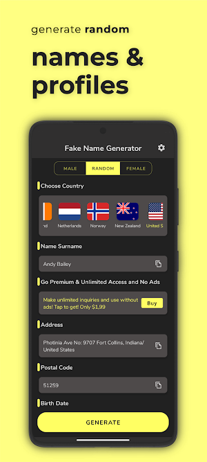 Fake Name Generator Screenshot 1