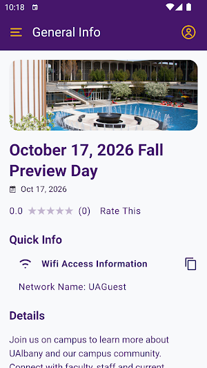 UAlbany Events Screenshot 1