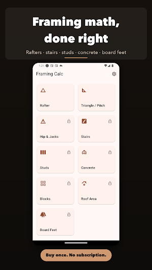 Framing Calc: Rafter & Stairs Screenshot 0