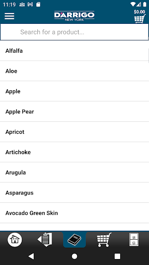 D'Arrigo Mobile Ordering Screenshot 2