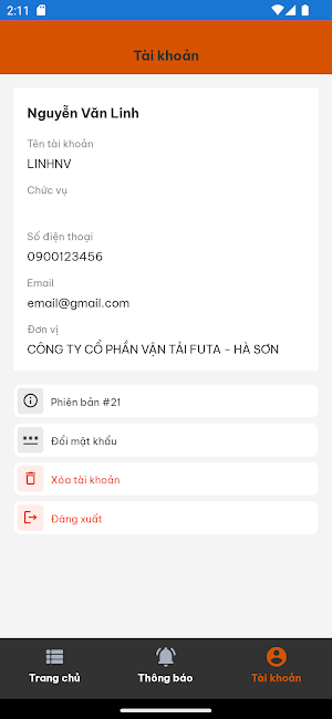 Futa Hà Sơn nội bộ Screenshot 1