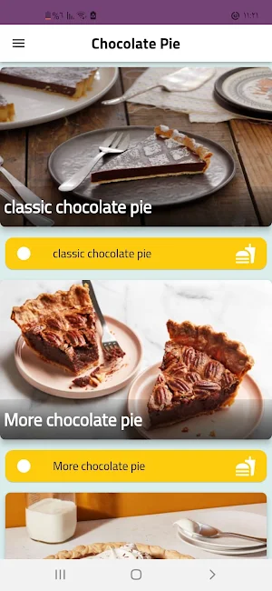 Chocolate pie recipes Screenshot 1