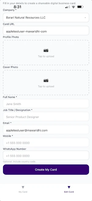 MHI Digital Business Card Screenshot 1
