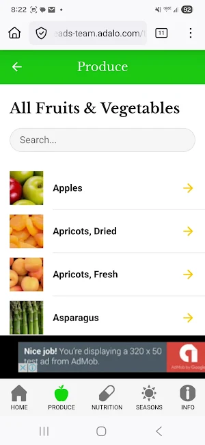 Fruit & Veg Nutrition Guide Screenshot 1