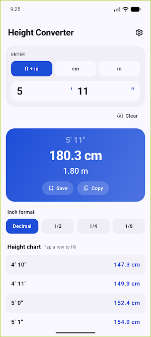 Height Converter: Feet & CM Screenshot 1