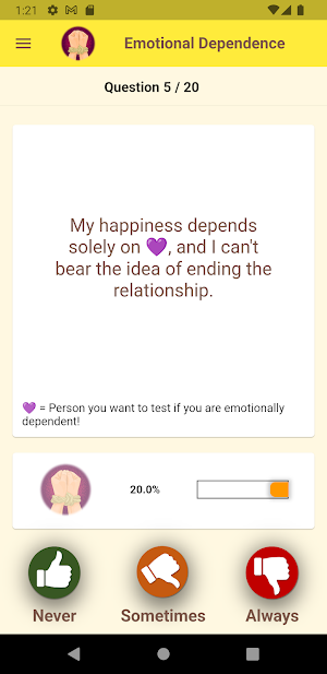 Emotional Dependency Test Screenshot 2