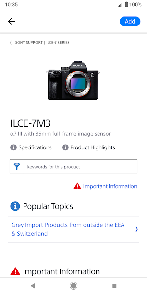 Support by Sony: Find support Screenshot 2