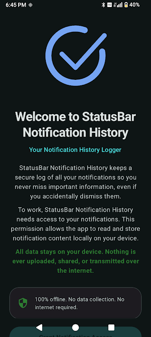 StatusBar Notification History Screenshot 1