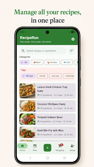 RecipeRun: Meal & Grocery List Screenshot 2