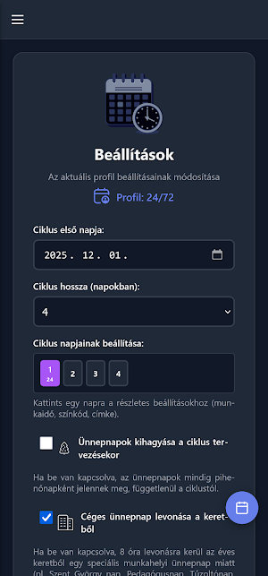 Munkaidő Naptár Screenshot 2