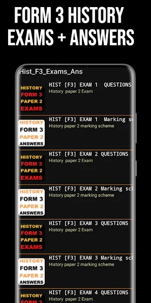 History Form 3 Exams + Answers Screenshot 0
