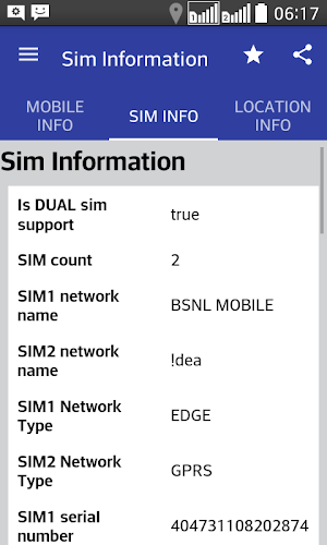Mobile, SIM and Location Info Screenshot 1