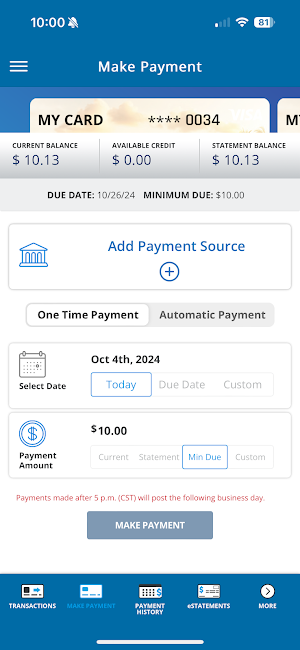 APFCU Card Control Screenshot 3