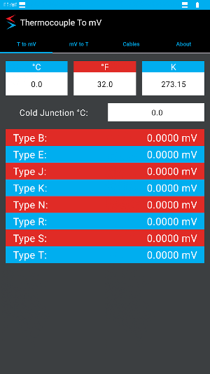Thermocouple/mV  Converter Screenshot 0