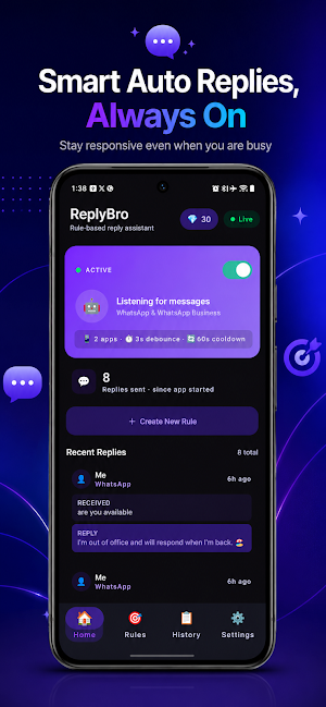 ReplyBro - Auto Reply for WA Screenshot 0