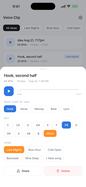 Voice Clip: Song Ideas Screenshot 2