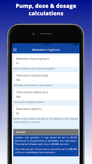 IV Infusion Calculator: Pump & Dosage Calculations Screenshot 3