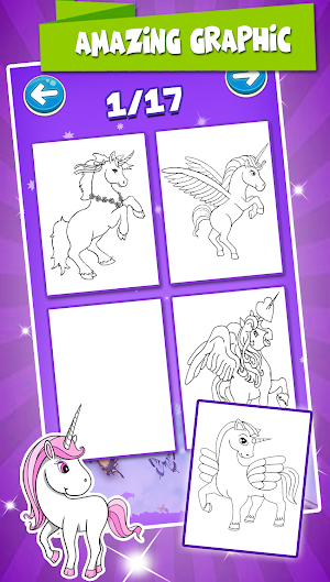 Sparkles Unicorn Coloring Pages Screenshot 2
