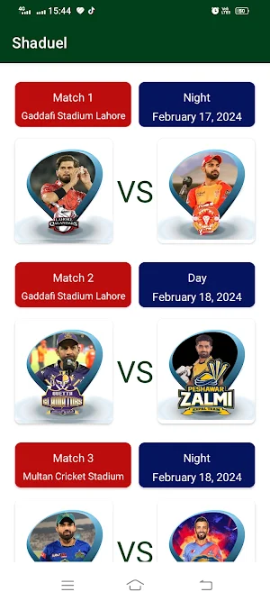 PSL Schedule and Point table Screenshot 1