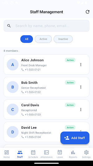 Reception Staff Control Screenshot 1