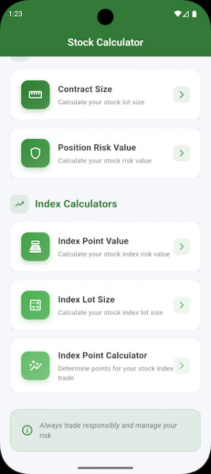 Stock Lot Size Calculator Screenshot 1