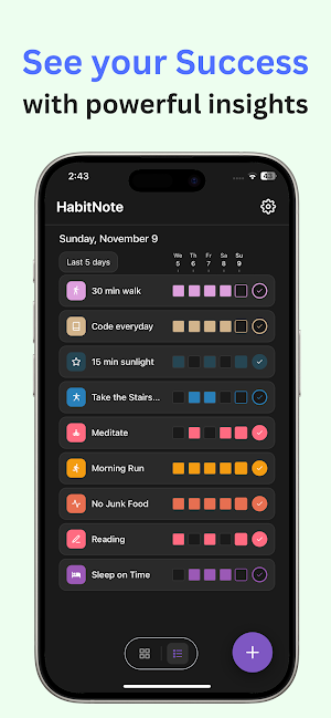 Habit Tracker : HabitNote Screenshot 1