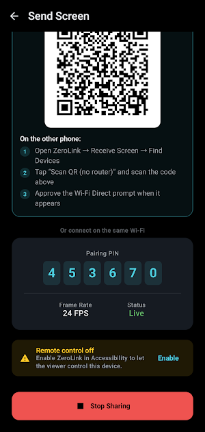 ZeroLink - Phone to phone cast Screenshot 3