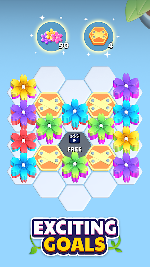 Flower Hexa Puzzle Offline 3D Screenshot 2