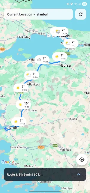 Route Forecast: Weather Map Screenshot 2