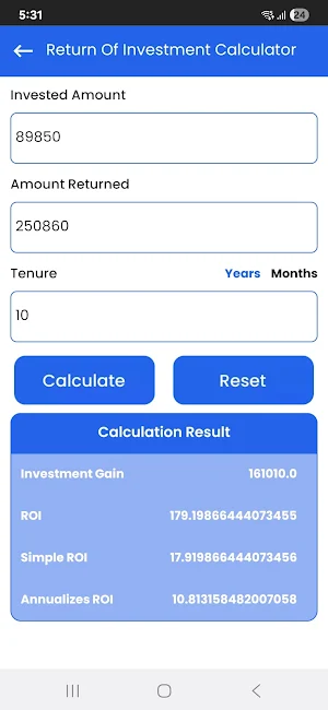 LoanCash - EMI Loan Calculator Screenshot 2