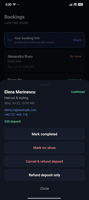BookProof: Bookings & Deposits Screenshot 2