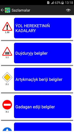 Türkmenistan Ýol Belgileri we Kadalary Screenshot 0