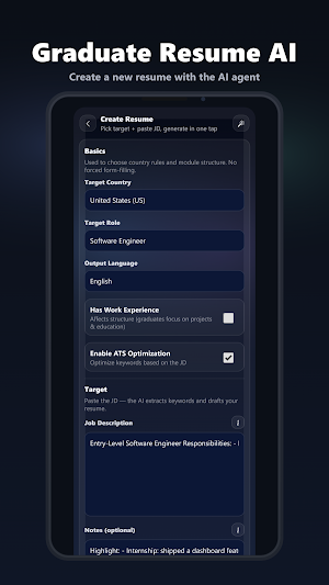 Graduate Resume AI Screenshot 2