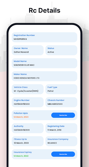 RTO Vehicle Information Screenshot 1